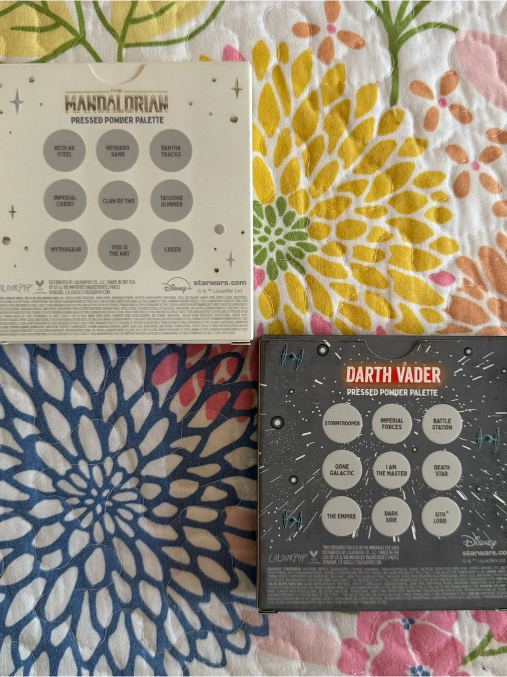 New mandolorian and darth Vader colourpop eyeshadow palettes